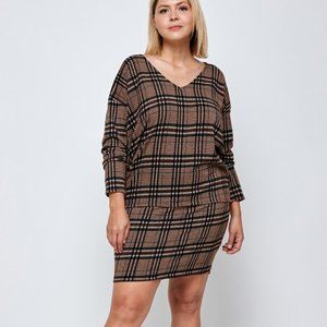 Plaid Skirt Set (chocolate)